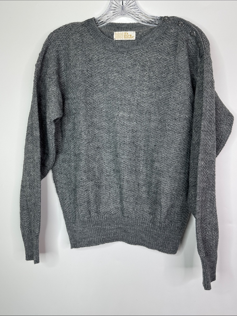 Vintage It's Pure Gould Gray Sweater Size M/L